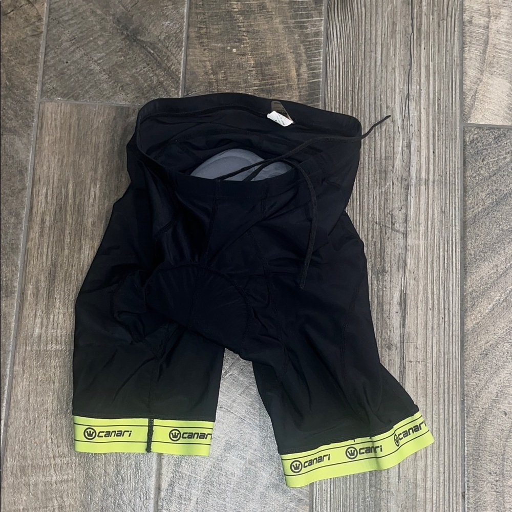 Canari Black Cycling Shorts with Yellow Trim